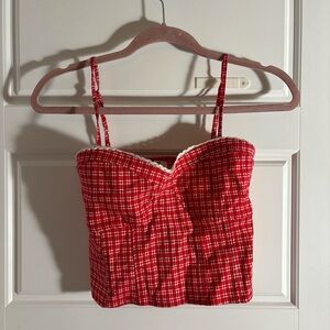 Ardene Red and White Plaid Top